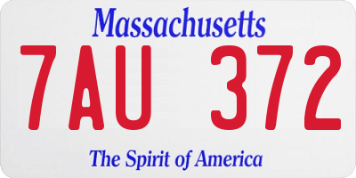 MA license plate 7AU372