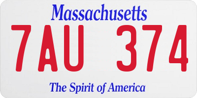 MA license plate 7AU374