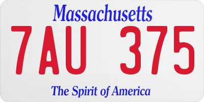 MA license plate 7AU375