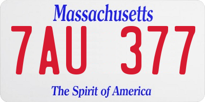 MA license plate 7AU377