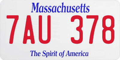 MA license plate 7AU378