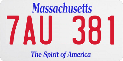 MA license plate 7AU381