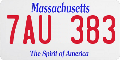 MA license plate 7AU383