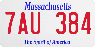MA license plate 7AU384