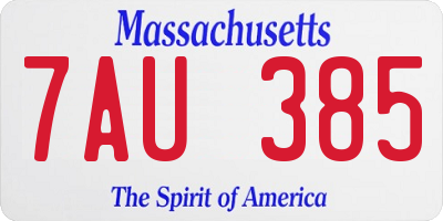 MA license plate 7AU385