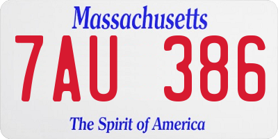 MA license plate 7AU386