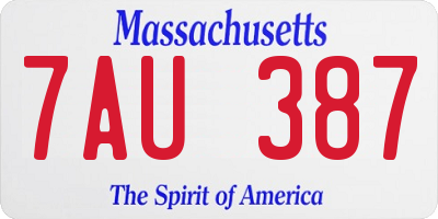 MA license plate 7AU387