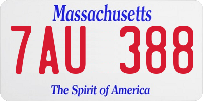 MA license plate 7AU388