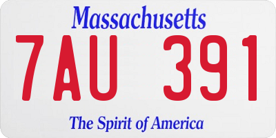 MA license plate 7AU391
