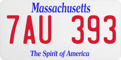 MA license plate 7AU393