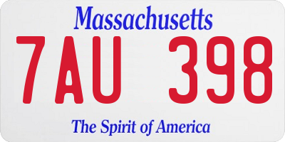 MA license plate 7AU398