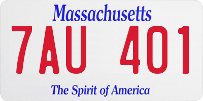 MA license plate 7AU401