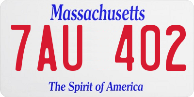 MA license plate 7AU402