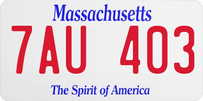 MA license plate 7AU403