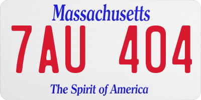 MA license plate 7AU404
