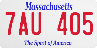 MA license plate 7AU405