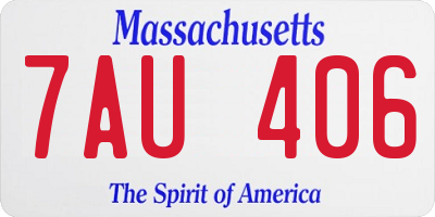 MA license plate 7AU406