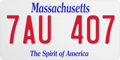 MA license plate 7AU407