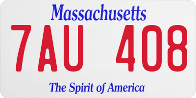 MA license plate 7AU408