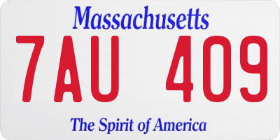 MA license plate 7AU409