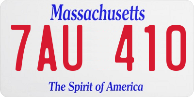 MA license plate 7AU410