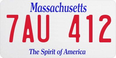 MA license plate 7AU412