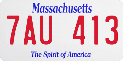 MA license plate 7AU413
