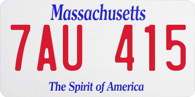 MA license plate 7AU415