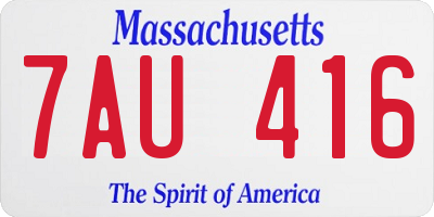 MA license plate 7AU416