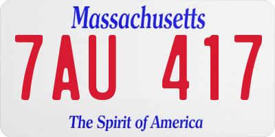 MA license plate 7AU417