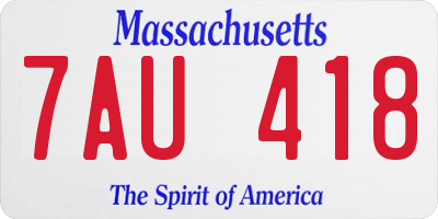 MA license plate 7AU418
