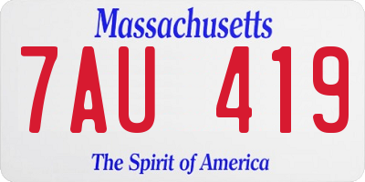 MA license plate 7AU419