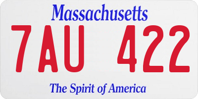 MA license plate 7AU422