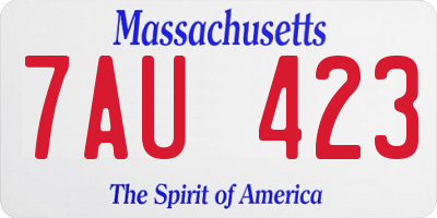 MA license plate 7AU423