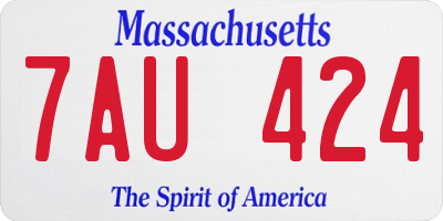 MA license plate 7AU424