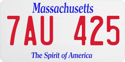 MA license plate 7AU425