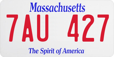 MA license plate 7AU427