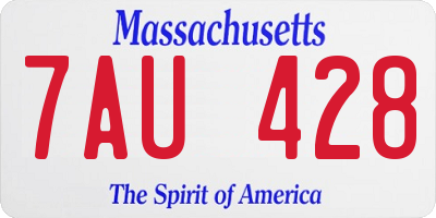 MA license plate 7AU428