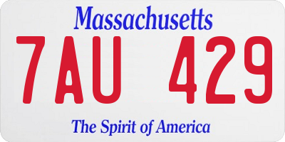 MA license plate 7AU429