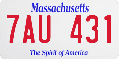 MA license plate 7AU431