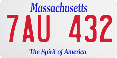 MA license plate 7AU432