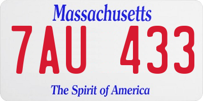 MA license plate 7AU433