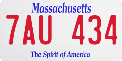 MA license plate 7AU434