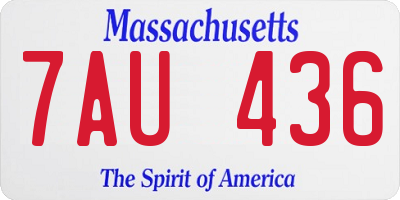 MA license plate 7AU436