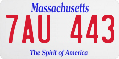 MA license plate 7AU443