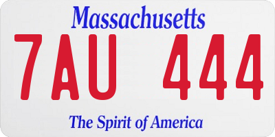 MA license plate 7AU444