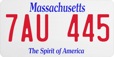 MA license plate 7AU445