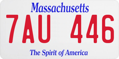 MA license plate 7AU446