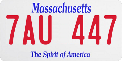 MA license plate 7AU447