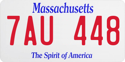 MA license plate 7AU448